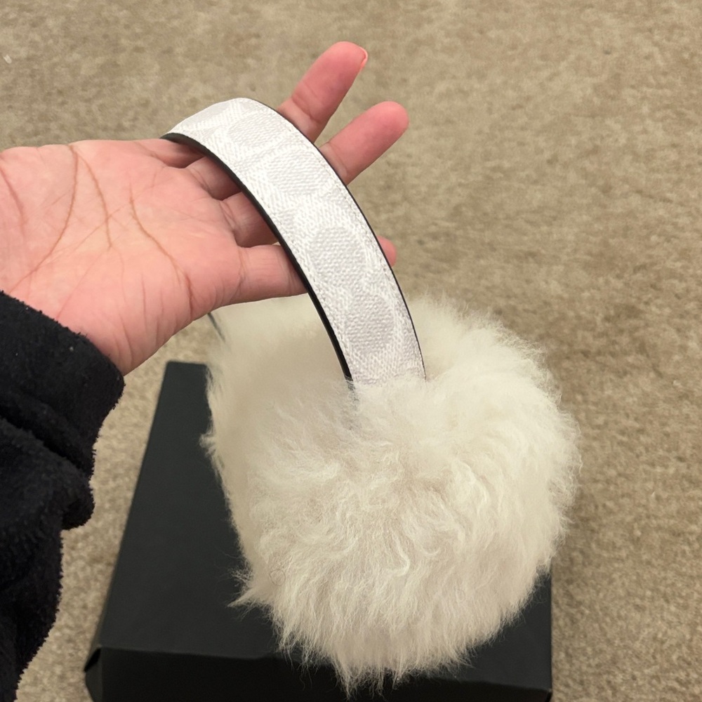 Coach White Fur Earmuffs